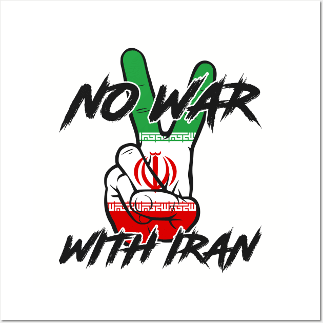 No War With Iran Peace Sign Wall Art by erock